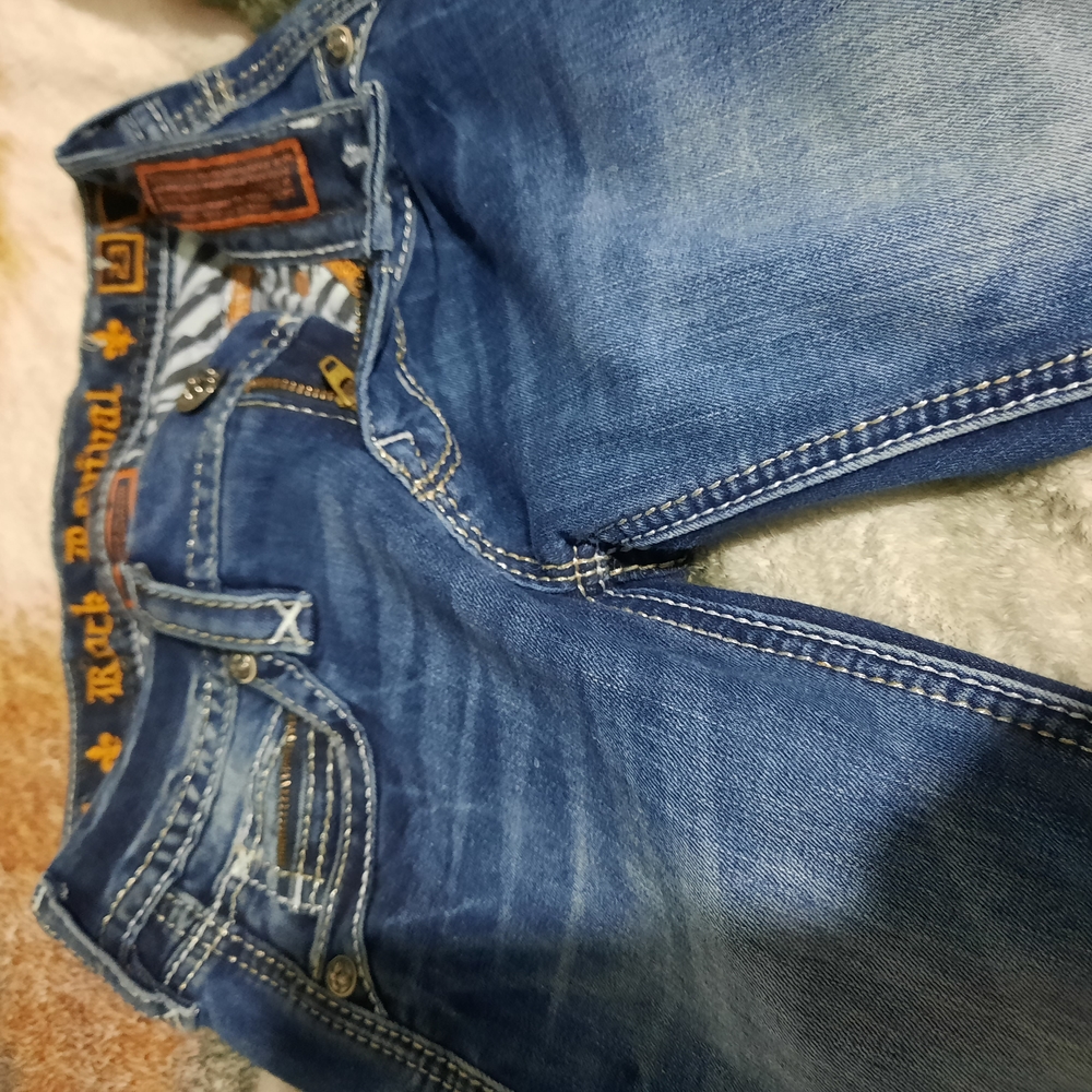 Rock Revival Blue Skinny Jeans with Contrast Stitching